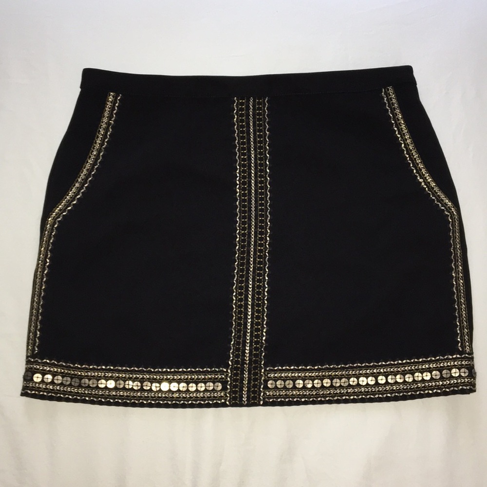 Madewell Crepe Embroidered Embellished Skirt
